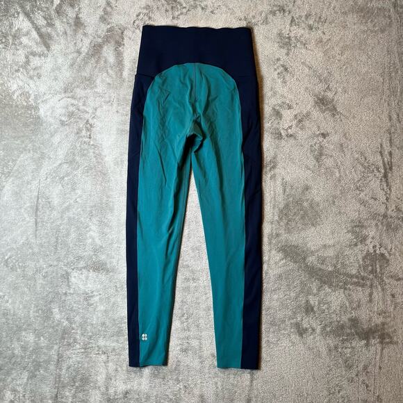 Sweaty Betty Sz 4 Power 7/8 Athletic Leggings Teal and Navy Women's - Picture 3 of 6